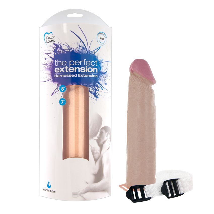 Doctor Love Perfect Extension 9 Inch Penis Extension with harness, showcasing a soft and comfortable design.