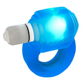 Oxballs Glowdick LED Cockring Blue Ice featuring bright blue silicone and LED light for enhanced performance.