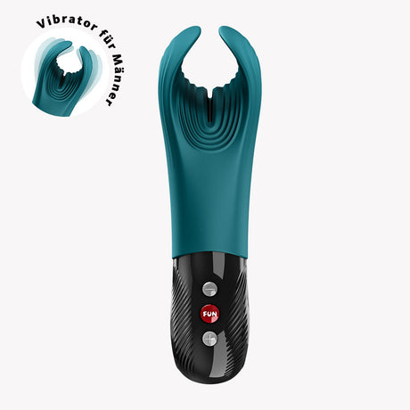 Fun Factory Manta Vibrating Stroker Green, flexible stroking accessory for enhanced solo and partnered experiences.