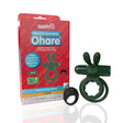 Screaming O Remote Controlled Ohare Vibrating Ring Green packaging with product showing features and design.