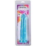 Crystal Jellies Realistic Cock 9 Inch Teal in packaging, featuring a translucent, lifelike design.