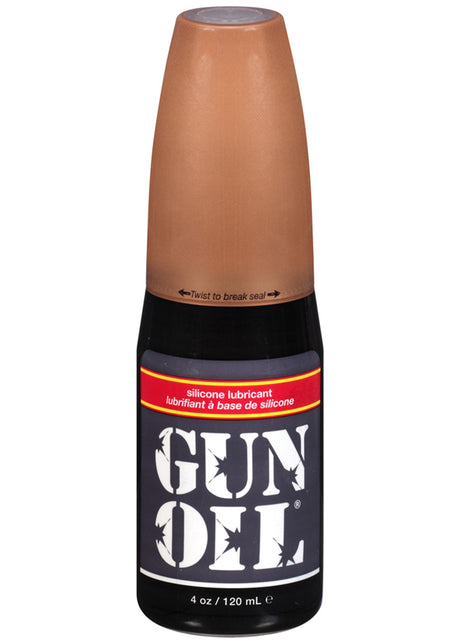 Gun Oil Silicone Lubricant 4 Oz bottle with silicone formula for smooth, long-lasting glide.