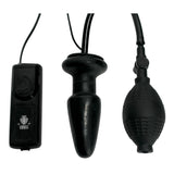 Vibro Inflatable Anal Plug Black components including control and inflator for enhanced anal pleasure.