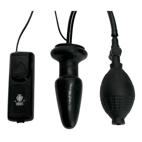 Vibro Inflatable Anal Plug Black components including control and inflator for enhanced anal pleasure.