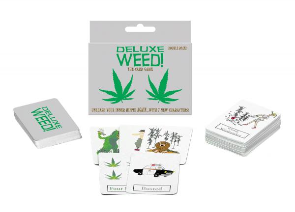 Kheper Games Deluxe Weed Card Game featuring original cards and new characters for fun gameplay.