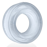 Oxballs Roto Grooved Gripper-Ribbed Cockring Clear Steam - a clear rubbery cockring with grooved design for enhanced performance.