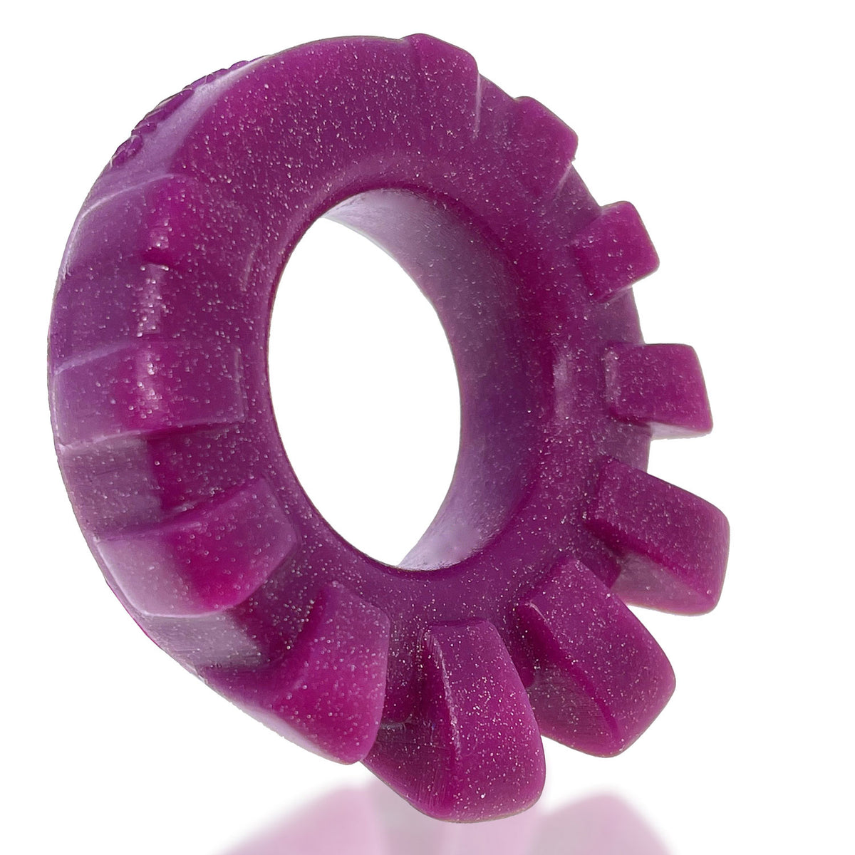 Oxballs Cock-Lug Lugged Silicone Cockring Plum in vibrant purple color with textured lugs for added comfort and support.