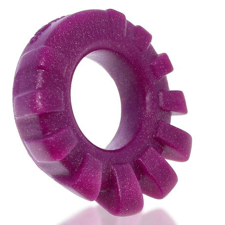 Oxballs Cock-Lug Lugged Silicone Cockring Plum in vibrant purple color with textured lugs for added comfort and support.