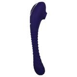 Bendable Sucker Dual End Silicone Vibrator Purple showcasing its unique design and textures for optimal pleasure.