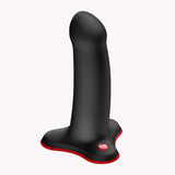 Fun Factory Amor G-Spot Silicone Dildo Black showcasing its sleek design and ergonomic shape for targeted stimulation.