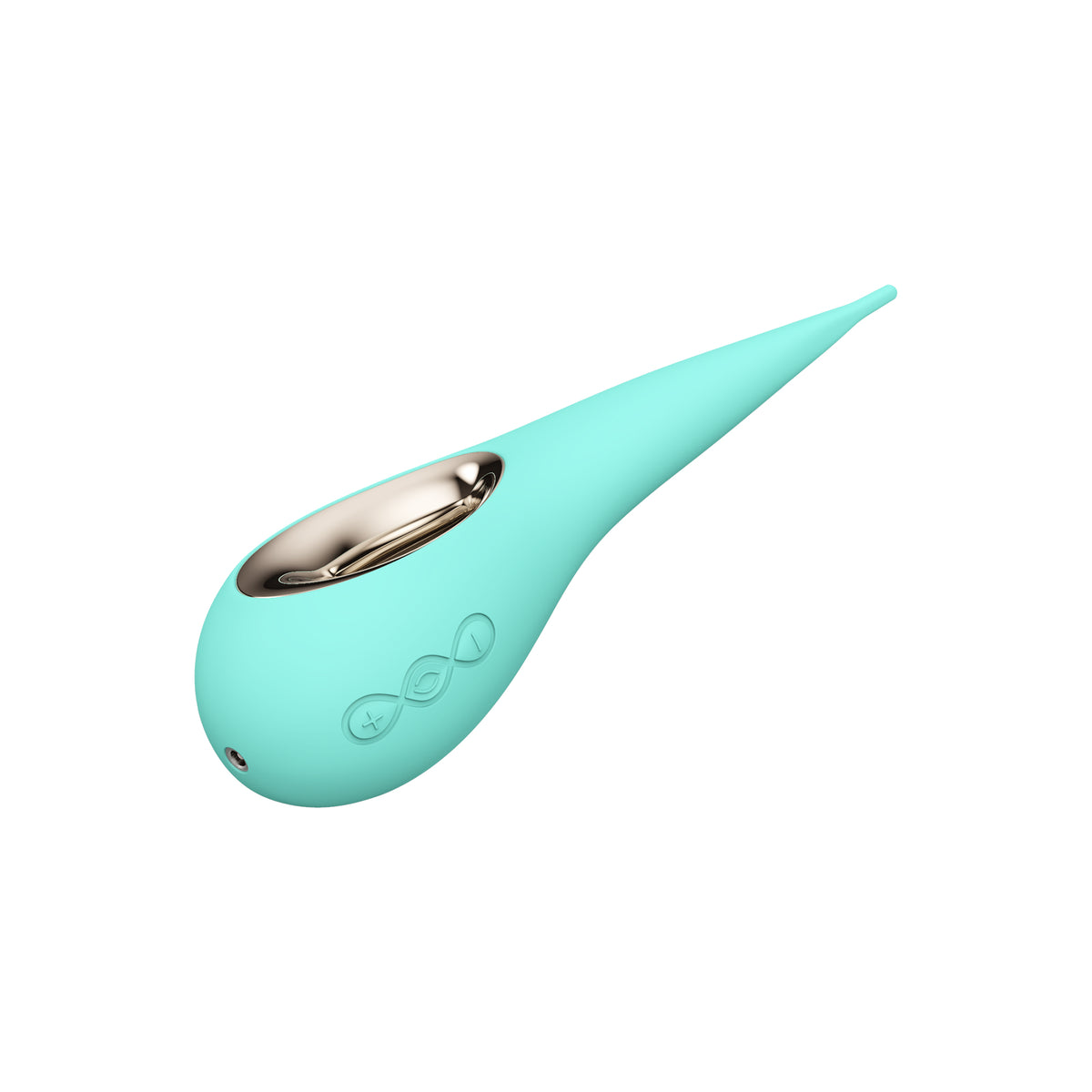 Lelo Dot Elliptical Clitoral Stimulator Aqua in aqua color with a sleek design for enhanced pleasure.