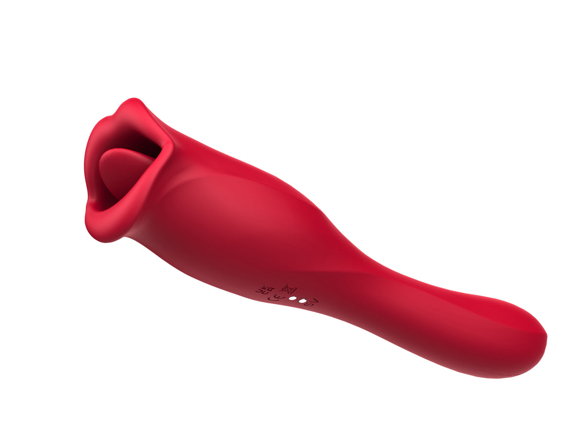 Smooches No 2 Rechargeable Bite Vibrator in a sleek red design for dual-ended pleasure.