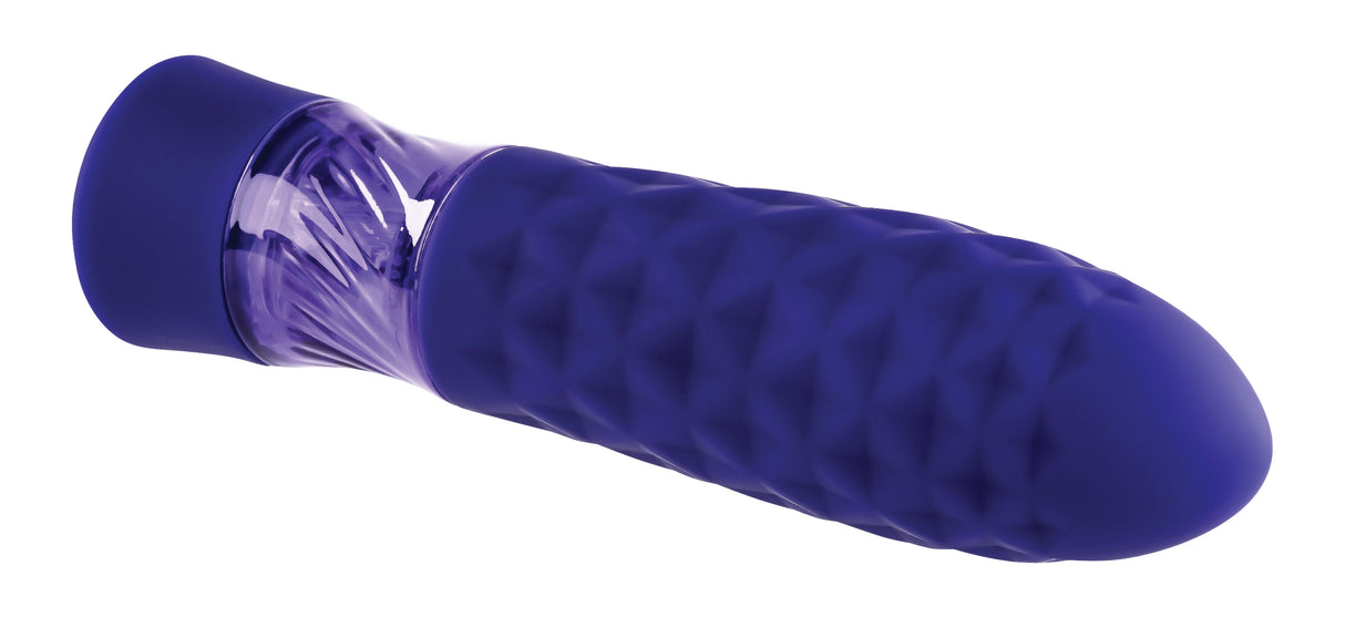 Evolved Raver Light-Up Vibrating Bullet Purple with textured shaft for enhanced grip and pleasure.