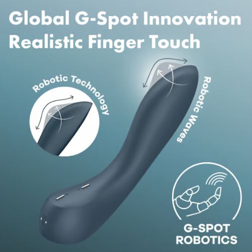 Satisfyer G Spot Wave 4 Vibrator showcasing Robotic Technology and Realistic Finger Touch features.