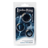 Lord Of The Cock Rings Gandalf Black set of three silicone stretchy rings for enhanced pleasure and control.