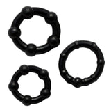 Lord Of The Cock Rings Gandalf Black set of three stretchy beaded rings for confident bedroom fun.