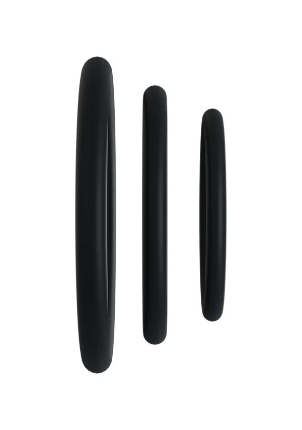 Rock Solid Tri-Pack Rubber Gasket Cock Ring Black - three graduated size rubber rings for enhancing size and thickness.