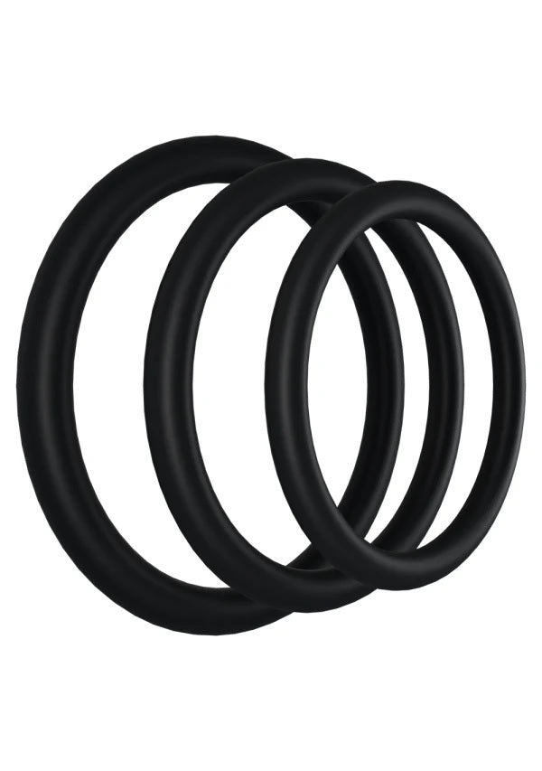 Rock Solid Tri-Pack Rubber Gasket Cock Ring Black with three graduated size rings for optimal fit.
