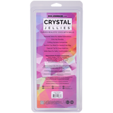 Crystal Jellies Curved Cock With Balls 7 Inch Purple packaging showing product features and dimensions.