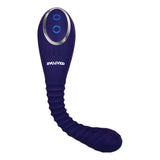 Bendable Sucker Dual End Silicone Vibrator Purple with vibrating controls and textured surface.