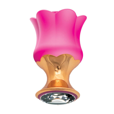Nasstoys Goddess Diamond Bloom Fuschia Clitoral Vibrator with flower-style design and vibrant colors.
