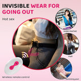 Litty Clitty Remote Control Wearable Vibrator shown discreetly worn for hands-free pleasure in public settings.