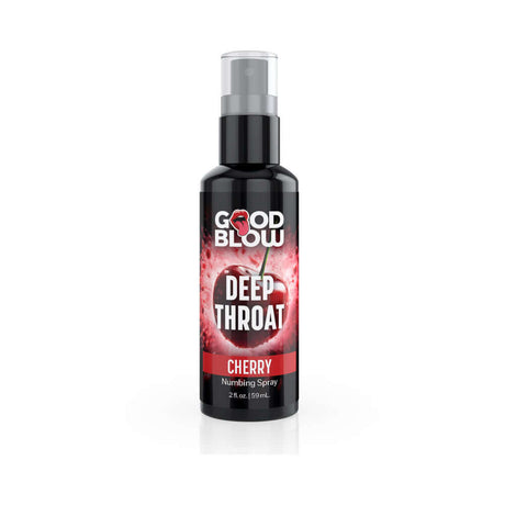 Good Blow Deep Throat Cherry flavored numbing spray, 2 oz bottle for enhanced intimate experiences.