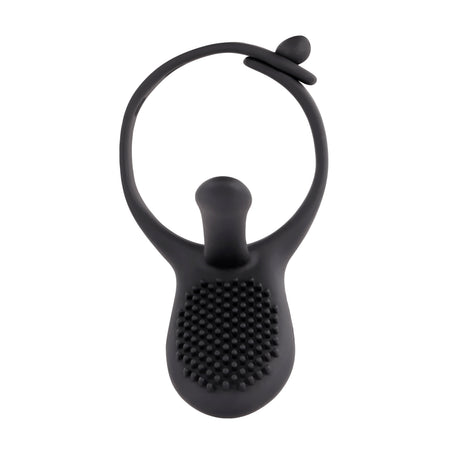 Zero Tolerance Mr Tickler Vibrating Cock Ring Black with adjustable girths and nubbed stimulator for targeted pleasure.