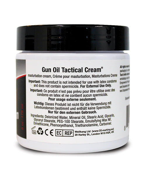 Gun Oil Tactical Cream 6 Oz Jar for smooth stroking action and solo play, water-based masturbation cream.