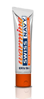 Swiss Navy Warming Lubricant 10 ml in a sleek tube, designed for enhanced intimate experiences.