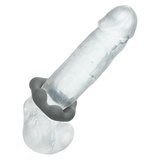 Alpha Liquid Silicone 3 Ring Endurance Set Grey featuring a clear toy with a grey enhancer ring.