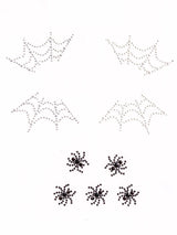 Leg Avenue Spider Web Face Jewels Sticker with rhinestones and spider designs for Halloween costumes.