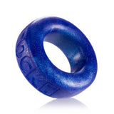 Oxballs Cock-T Silicone Comfort Cock Ring Blue shown from the side, featuring a shiny blue finish and a thick design for comfort.
