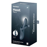 Satisfyer Heat Flex 4 Warming Rabbit Vibrator packaging showcasing flexible rotating head and warming features.