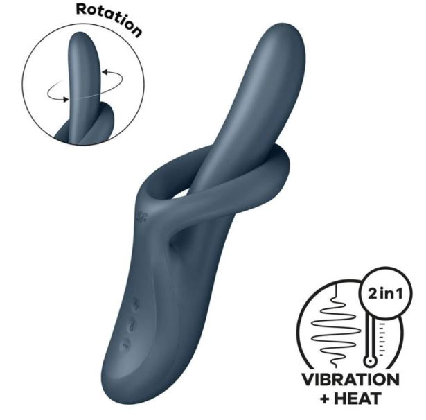 Satisfyer Heat Flex 4 Warming Rabbit Vibrator showcasing rotation features and heat for dual stimulation.