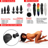 Tailz Interchangeable Silicone Anal Plug XL Black with various tail options for customizable animal roleplay.