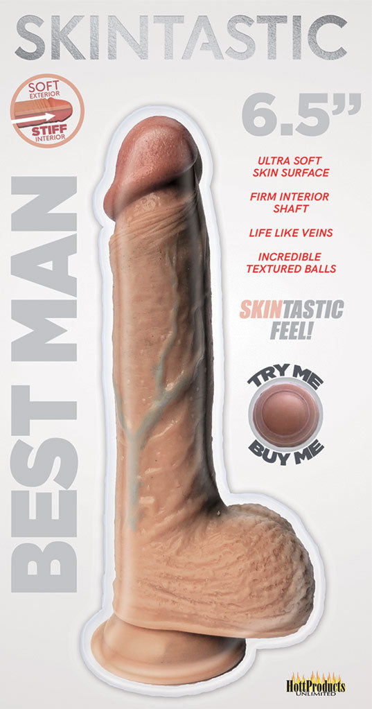 Skinsations Skintastic Best Man 6.5 Inch Realistic Dildo featuring ultra-soft skin and detailed texture.