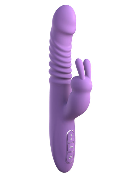 Fantasy For Her Thrusting Silicone Rabbit Vibrator Purple, featuring thrusting, vibration, and dual stimulation in a safe design.