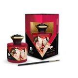 Shunga Edible Body Paint Sparkling Strawberry Wine in an elegant glass container with a brush for intimate fun.