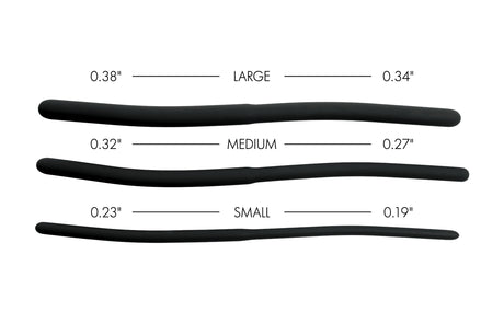 Isabella Sinclaire Silicone Urethral Sound Trainer Set with large, medium, and small rods for gentle stretching.