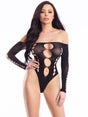 Savage Lingerie Off Shoulder Bodysuit Black featuring sleek design and alluring cut-outs, perfect for a memorable evening.