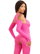 Savage Lingerie Hot Pink Bodysuit showcased on a model highlighting its form-fitting design and eye-catching color.