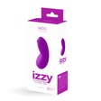 Vedo Izzy Clitoral Vibe Violet Vixen packaging featuring a compact design and 10 vibration modes.