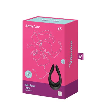 Satisfyer Endless Joy Couples Vibrator Black packaging design featuring a modern illustration and sleek box.