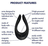 Satisfyer Endless Joy Couples Vibrator Black featuring 3 controlled motors and body-safe silicone design.