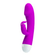 Pretty Love Will 30 Function Rabbit Style Vibrator in vibrant pink with curved shaft and flexible clitoral arm.
