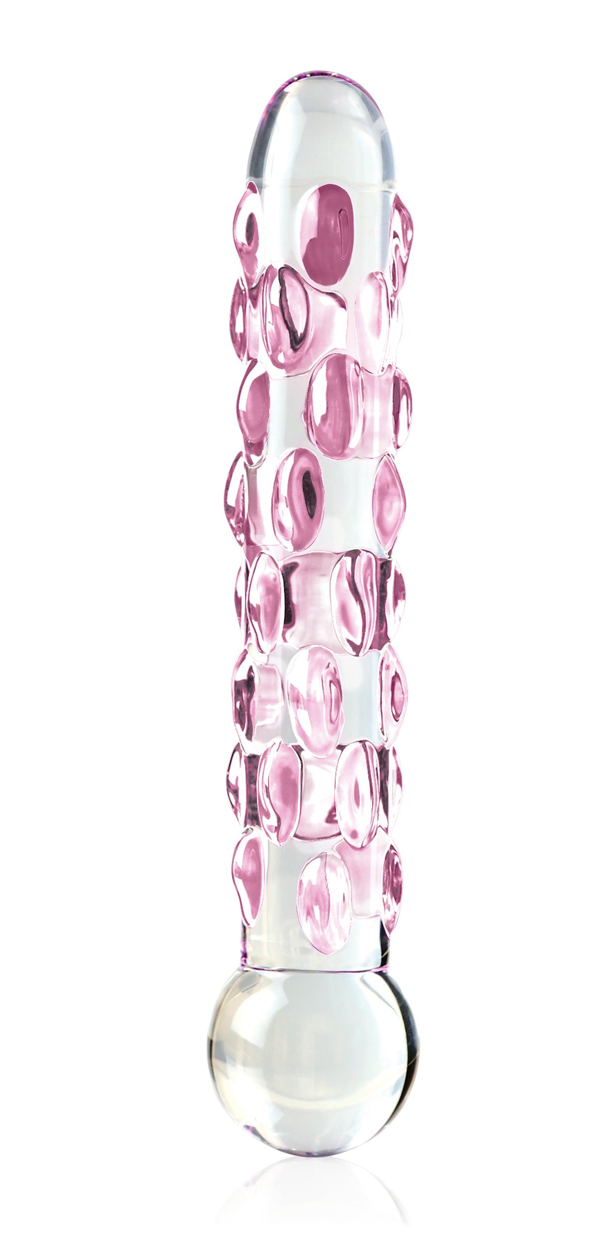Icicles No 7 Glass Dildo 7 Inch Clear Pink, elegant hand-crafted massager with a unique design.
