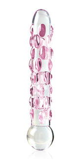 Icicles No 7 Glass Dildo 7 Inch Clear Pink, elegant hand-crafted massager with a unique design.