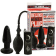 Doc Johnson Deluxe Wonder Plug Inflatable Vibrating Black with control mechanisms and packaging displayed.