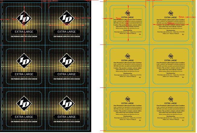 ID Condoms Extra Large 144 Count Bulk Bag packaging design featuring extra large condom labels.